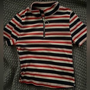 Striped quarter zip shirt